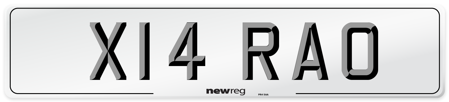 X14 RAO Number Plate from New Reg